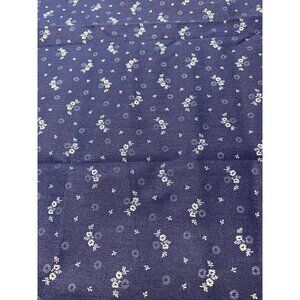 Navy Blue Floral Cotton Fabric 1/2 Yard 44" Wide For Sewing & Crafts
